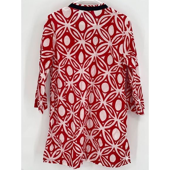 Talbots Tunic V Neck Beach Coverup Top Women Size Medium Red White Blue July 4th - Picture 2 of 12